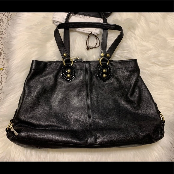 Coach Leather with Snake Print & Gold Accents Bag - Picture 2 of 14